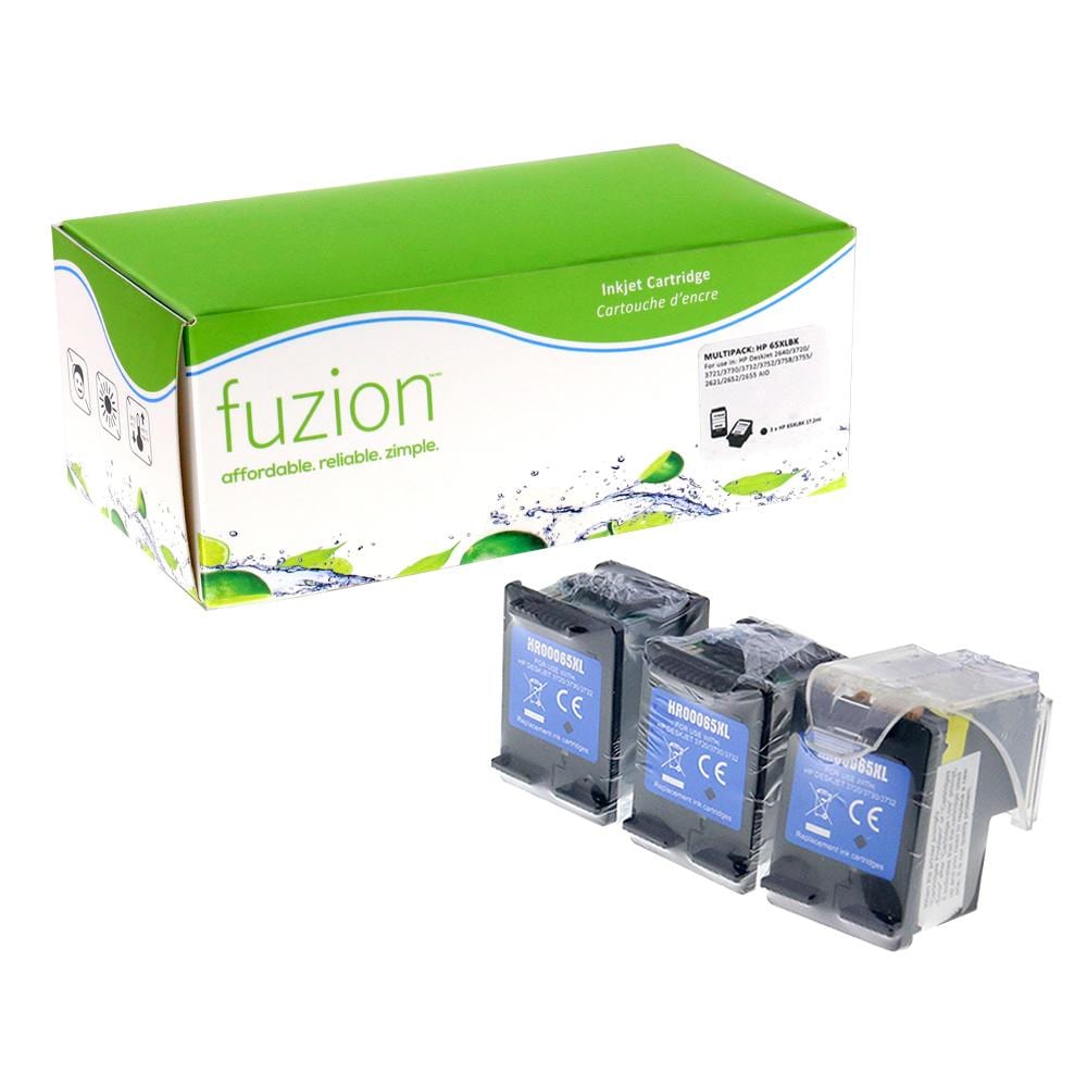 HP #65XL Remanufactured Infinite Ink Kit (3) - HY Black