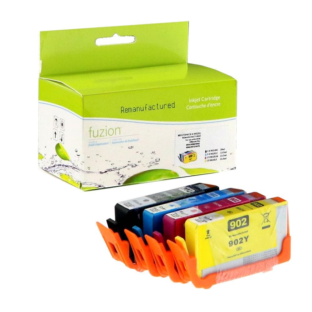 HP #902XL Remanufactured Inkjet Set - XL C/M/Y - XL Black