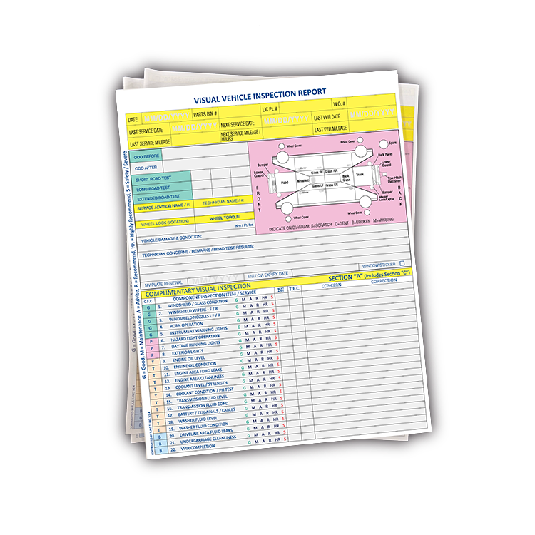 Visual Vehicle Inspection Report Forms - English (500/box)