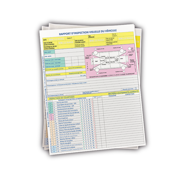 Visual Vehicle Inspection Report Forms - French (500/box)