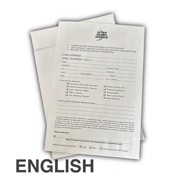 ProShop After Hours Key Drop Off Envelopes (250/box)