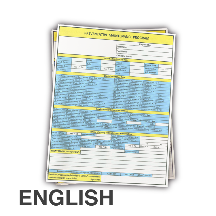 Preventative Maintenance Program (500/box)