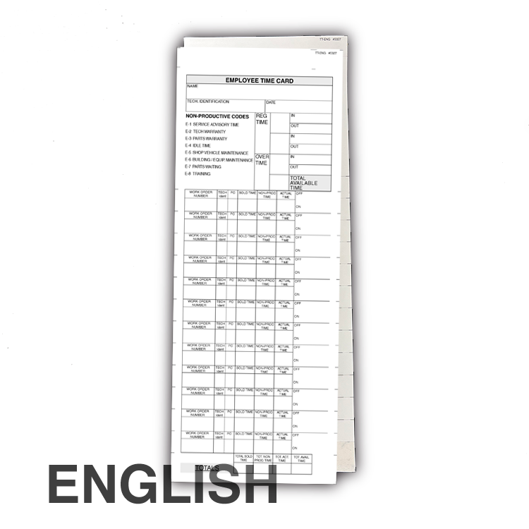 ProShop TimeCards - English (1000/box)
