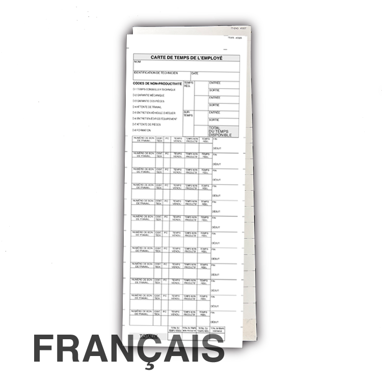 Cartes de Temps ProShop - Français (1000/boîte)