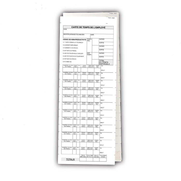 ProShop TimeCards - French (1000/box)